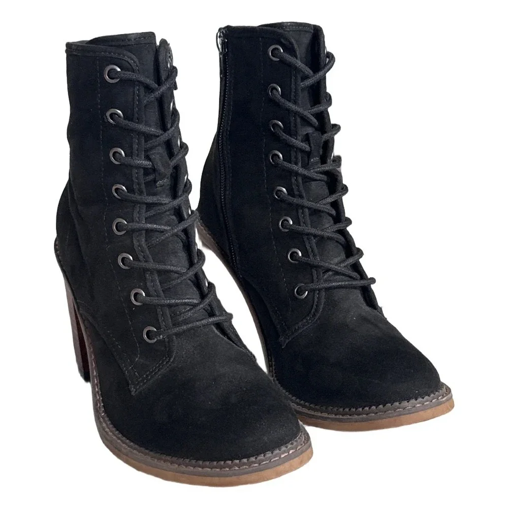 Madden Girl Jettie 9 Black Lace Up Block Heel Ankle Boots Indie Sleeze Steampunk